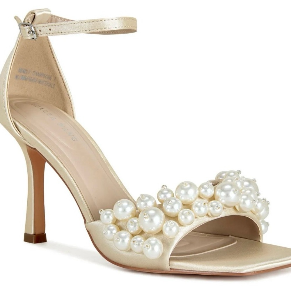 Chic Pearl Embellished Satin Heels